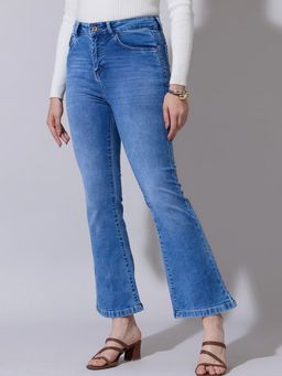 SHOWOFF - Women Boot Cut Blue High Waist Jeans