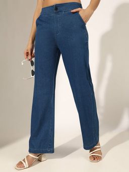 SHOWOFF - Women Blue Mid-Rise Straight Fit Jeans