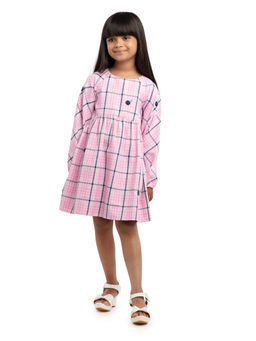 Under Fourteen Only - Girls Dress In Yarn Dyed Lurex Fabric with Butta Embroidery