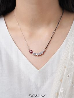 SWASHAA - Devani White Plated Mangalsutra - Pink