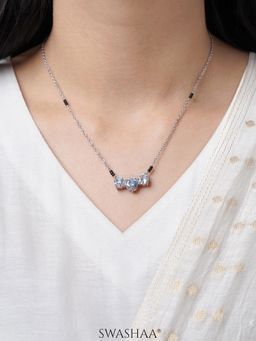 SWASHAA - Naksha Solitaire Silver Mangalsutra - White