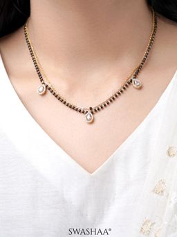 SWASHAA - Tia Layered Teardrop Diamond 18K Gold Plated Mangalsutra - White