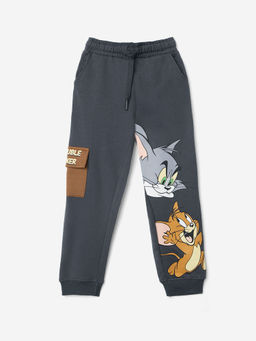 The Souled Store - Official Tom & Jerry Trouble Maker Boys Joggers -Grey