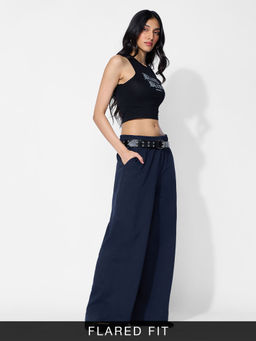 The Souled Store - Originals Very Navy Blue Women Straight Pant