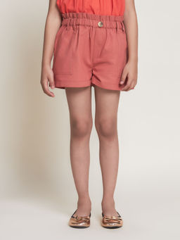 The Tribe Kids - Comfy Cotton Sheeting Girls Shorts-Rust