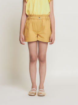 The Tribe Kids - Comfy Cotton Sheeting Girls Shorts-Mustard