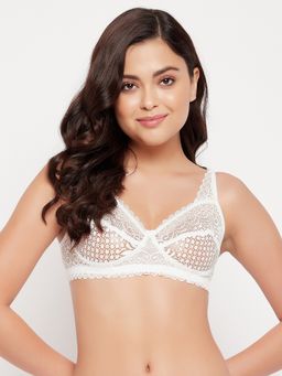 Clovia - Non-padded Non-wired Full Cup Bra - Lace White