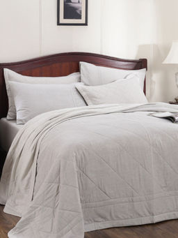 Maspar - Cotsmere Muted Dot 120 GSM Cotton Yarn Dyed Texture Grey Double Quilt (Set of 8)