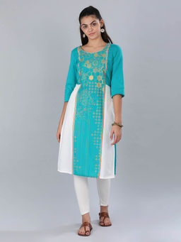 Aurelia - Blue Foil Print Kurta
