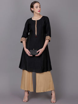 Lakshita - Black Long Embroidery Kurti