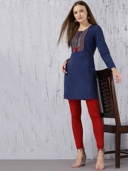 Lakshita - Blue Long Embroidery Kurti