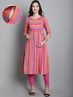Womens Maternity Kurti Pant Set - Khaki