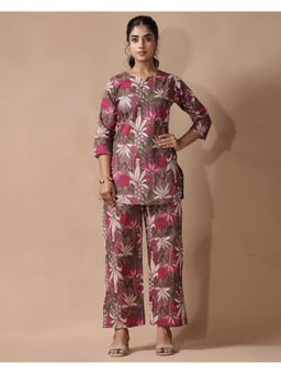 Gahan - Womens Brown Floral Printed Co-Ord Set