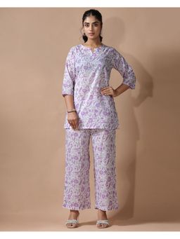 Gahan - Womens Purple Floral Printed Co-Ord Set