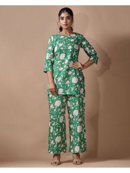 Gahan - Womens Green Floral Printed Co-Ord Set