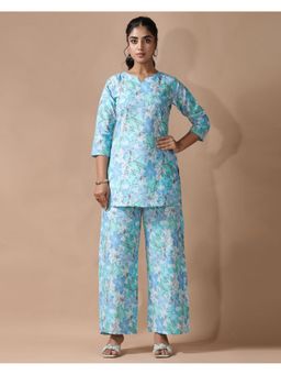 Gahan - Womens Blue Floral Printed Co-Ord Set