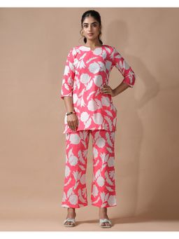 Gahan - Womens Peach Floral Printed Co-Ord Set
