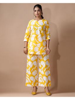 Gahan - Womens Yellow Floral Printed Co-Ord Set