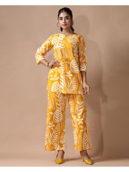 Gahan - Womens Yellow Floral Printed Co-Ord Set