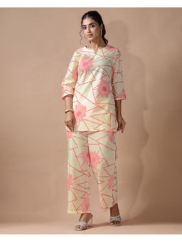 Gahan - Womens Peach Floral Printed Co-Ord Set