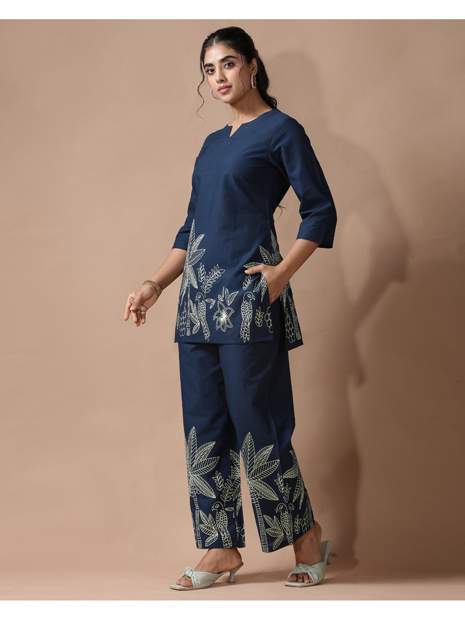 gahan Womens Navy Blue Floral Printed Co-Ord Set-picture-33