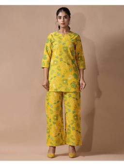 Gahan - Womens Yellow Floral Printed Co-Ord Set