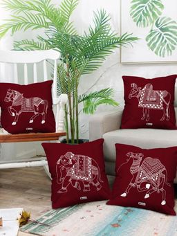 Indigifts - Diwali Decoration Warli Art Ethnic Animal Pattern Cushion Covers with Filler-Home Décor
