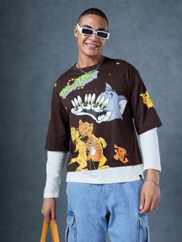 Bewakoof - Men's Brown Tom & Jerry Graphic Printed T-shirt