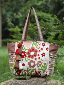 Anekaant - Women Brown Cotton Tote Bag