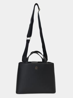 Tommy Hilfiger - Women Black Pu Sling Bag with Detachable Strap