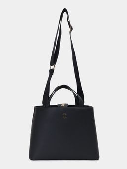 Tommy Hilfiger - Women Black Pu Sling Bag with Detachable Strap