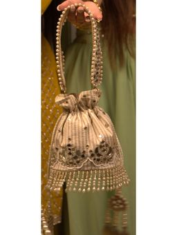 Suave Bags - Women Off White Fabric Potli Bag