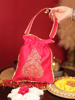 Suave Bags - Women Pink Fabric Potli Bag
