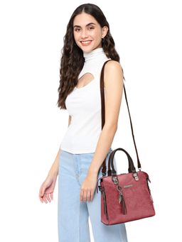 VISMIINTREND - Women Pink Pu Sling Bag with Detachable Strap