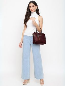 VISMIINTREND - Women Wine Pu Sling Bag with Detachable Strap