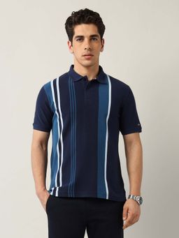 Arrow Sports - Men's Vertical Striped Pure Cotton Polo T-Shirt