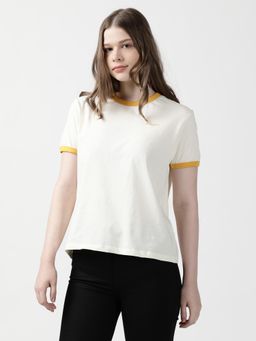 Wrangler - Women Typography Print White Crew Neck Relaxed Fit T-Shirt