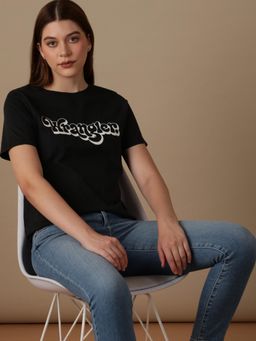 Wrangler - Women Logo White Crew Neck Regular Fit T-Shirt