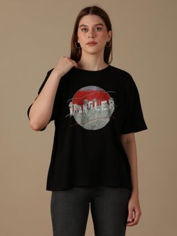 Wrangler - Womens Graphic Black Logo Crew Neck T-Shirt