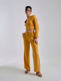 Prot Official - Mustard High-Waisted Wide-Leg Trousers