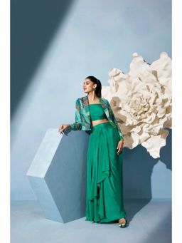 Qunic - Mystic Waves Top with Drape Skirt and Jacket