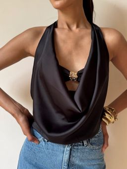 The Clothing Factory - Black Cowl Neck Top