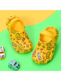 Yellow Bee - Jurassic Joy Dino Print Clogs for Boys- Yellow