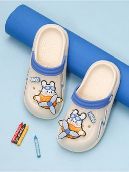 Yellow Bee - Adorable Cartoon Airplane Clogs for Boys- Blue and Off White
