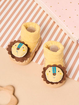 Kicks and Crawl - Yellow Little Lion Booties (6-12 Months)