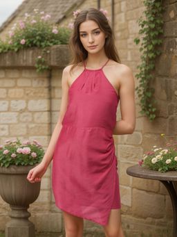 Freehand - Women Pink Solid Wrap Dress
