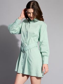 Freehand - Women Green Solid Shirt Dress