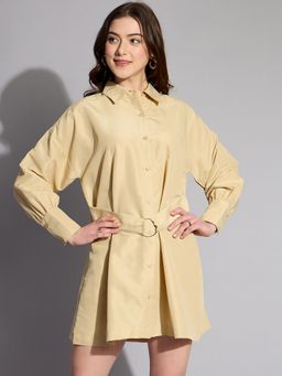 Freehand - Women Beige Solid Shirt Dress