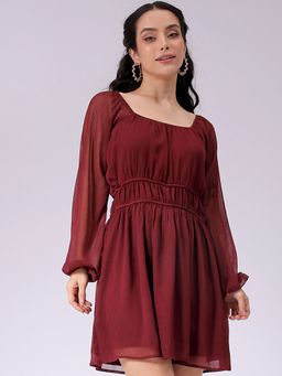 Freehand - Women Brown Solid Mini Dress