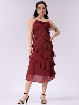 Freehand - Women Maroon A-Line Solid Slip Dress